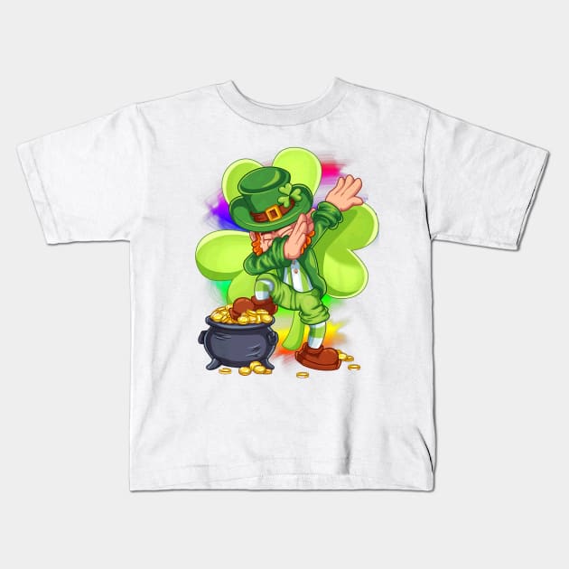 Dabbing Leprechaun Boys Kids Irish Patrickss Kids T-Shirt by Macy XenomorphQueen